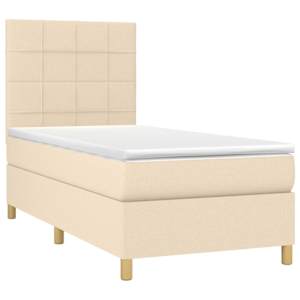 Box spring postel s matrací a LED krémová 80 x 200 cm textil - obrázek 3
