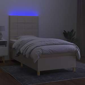 Box spring postel s matrací a LED krémová 80 x 200 cm textil - obrázek 4