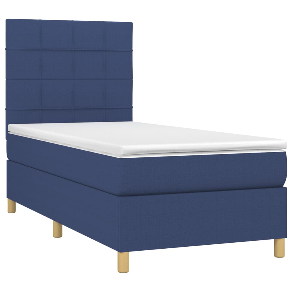 vidaXL Boxspring met matras en LED stof blauw 80x200 cm afbeelding