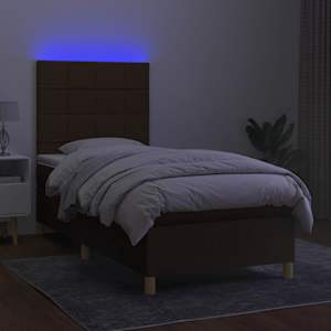 Box spring postel s matrací a LED tmavě hnědá 90x190 cm textil - obrázek 4