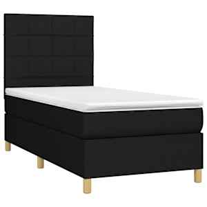 Box spring postel s matrací a LED černá 100x200 cm textil - obrázek 3