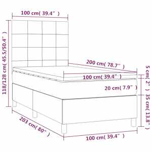 Box spring postel s matrací a LED taupe 100x200 cm textil - obrázek 8