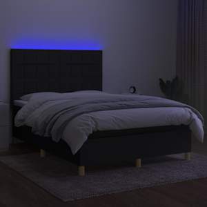 Box spring postel s matrací a LED černá 140x190 cm textil - obrázek 4