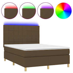 Box spring postel s matrací a LED tmavě hnědá 140x190 cm textil - obrázek 2