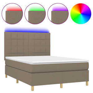 Box spring postel s matrací a LED taupe 140x190 cm textil - obrázek 2