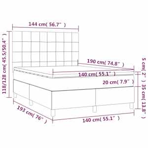 Box spring postel s matrací a LED taupe 140x190 cm textil - obrázek 8