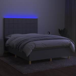 Box spring postel s matrací a LED světle šedá 140x200 cm textil - obrázek 4