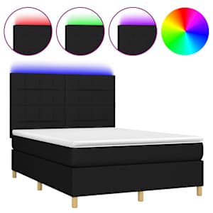 vidaXL kontinentaalvoodi madrats ja LED, must, 140x200 cm, kangas