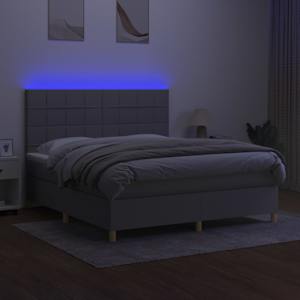Box spring postel s matrací a LED světle šedá 160x200 cm textil - obrázek 4