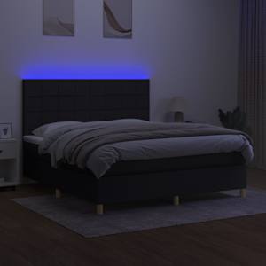 Box spring postel s matrací a LED černá 160x200 cm textil - obrázek 4