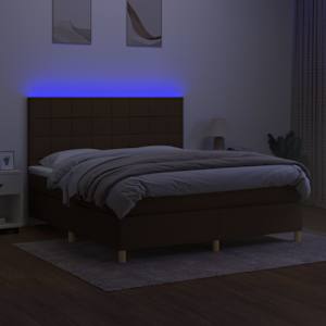 Box spring postel s matrací a LED tmavě hnědá 160x200 cm textil - obrázek 4
