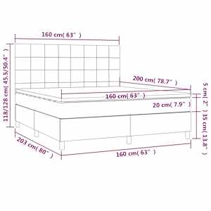 Box spring postel s matrací a LED tmavě hnědá 160x200 cm textil - obrázek 8