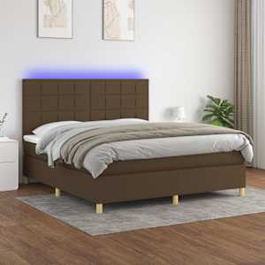 Box spring postel s matrací a LED tmavě hnědá 160x200 cm textil - obrázek 1
