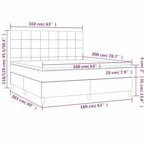 Box spring postel s matrací a LED modrá 160x200 cm textil - obrázek 8