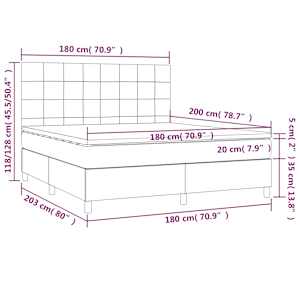 Box spring postel s matrací a LED světle šedá 180x200 cm textil - obrázek 8