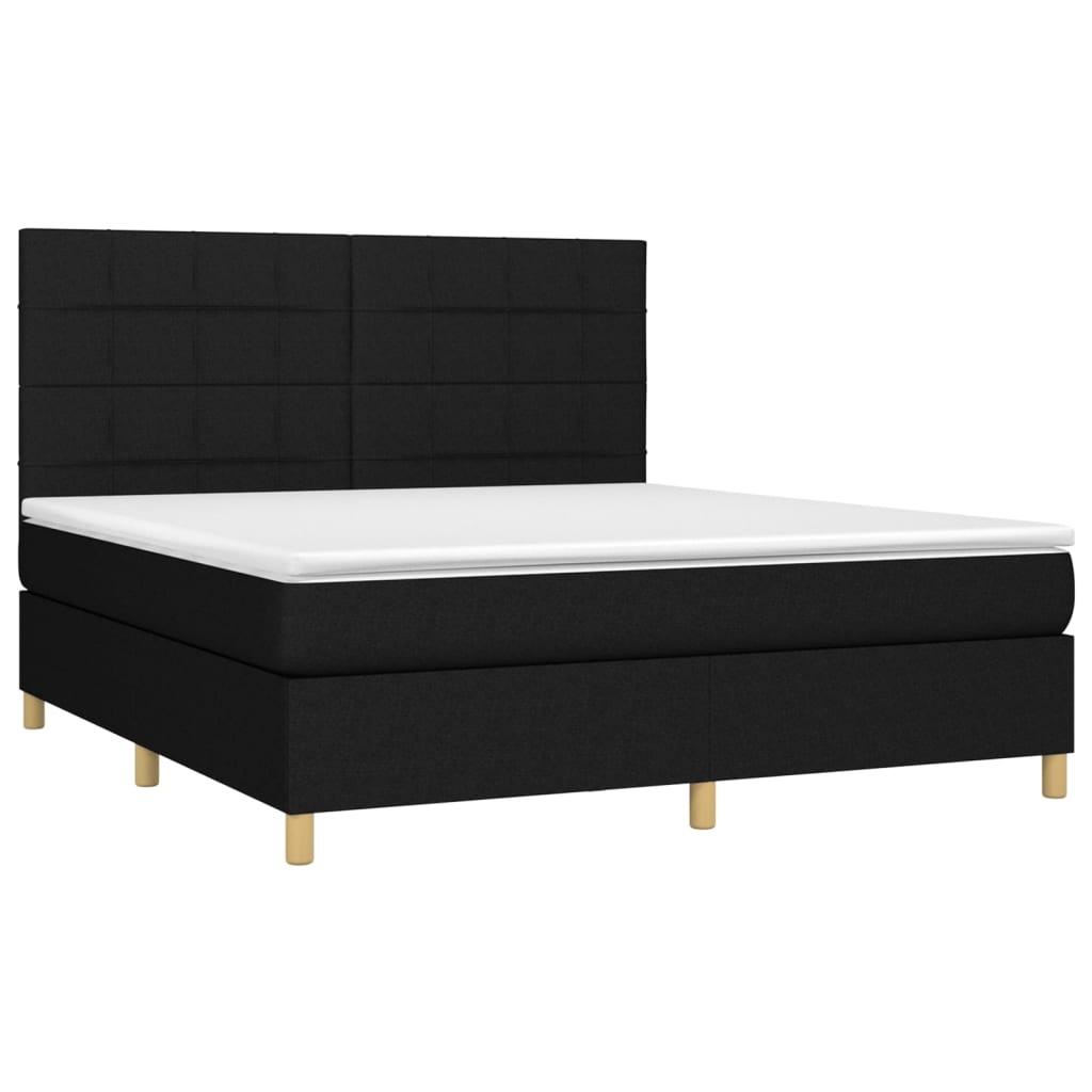 vidaXL Boxspring met matras en LED stof zwart 180x200 cm afbeelding