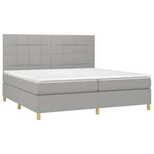 Box spring postel s matrací a LED světle šedá 200x200 cm textil - obrázek 3