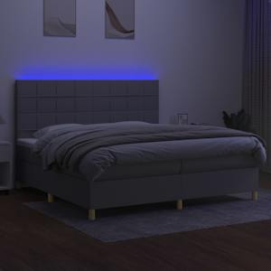 Box spring postel s matrací a LED světle šedá 200x200 cm textil - obrázek 4