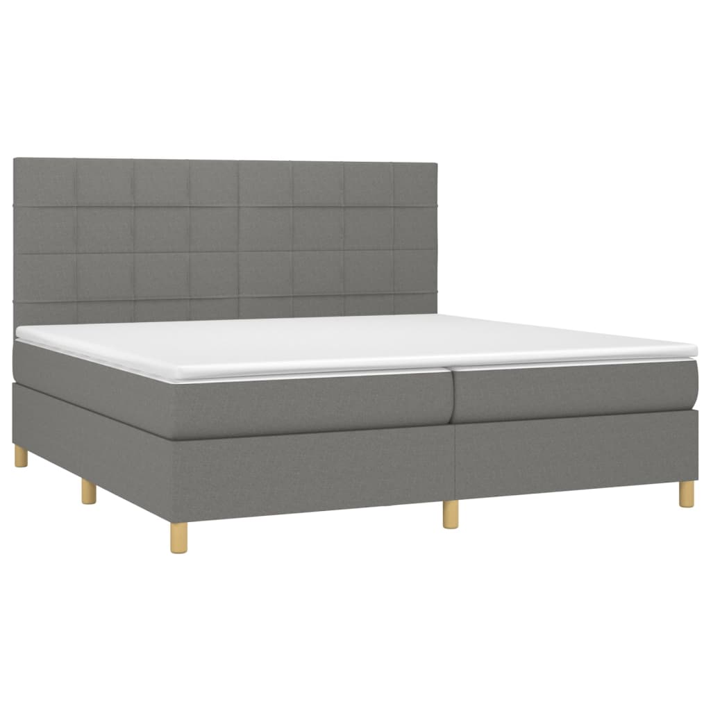 vidaXL Boxspring met matras en LED stof donkergrijs 200x200 cm afbeelding