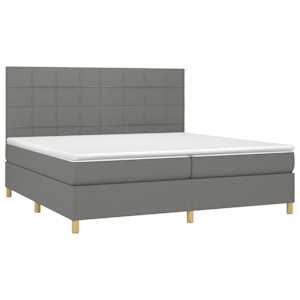 Box spring postel s matrací a LED tmavě šedá 200x200 cm textil - obrázek 3