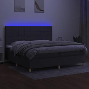 Box spring postel s matrací a LED tmavě šedá 200x200 cm textil - obrázek 4