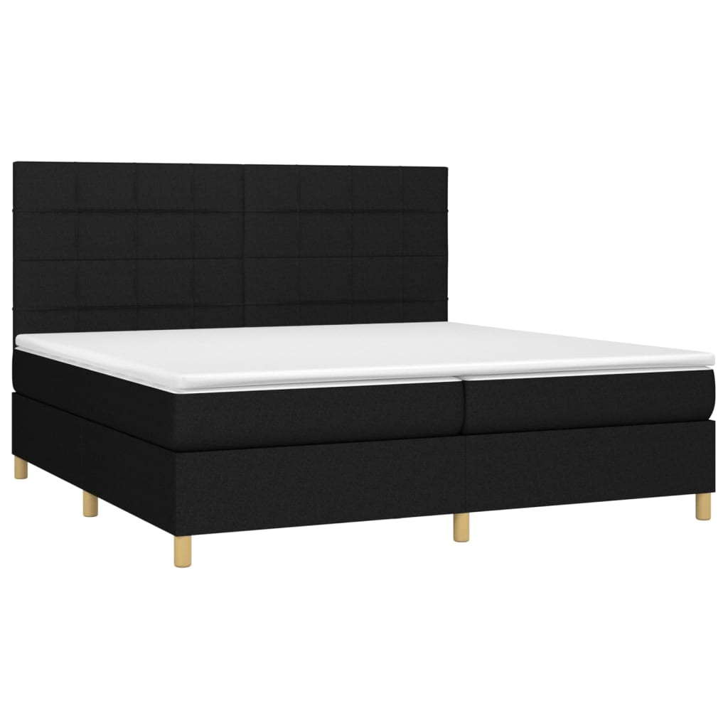 vidaXL Boxspring met matras en LED stof zwart 200x200 cm afbeelding