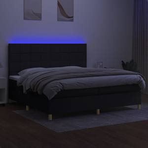 Box spring postel s matrací a LED černá 200x200 cm textil - obrázek 4