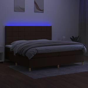 Box spring postel s matrací a LED tmavě hnědá 200x200 cm textil - obrázek 4