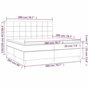 Box spring postel s matrací a LED tmavě hnědá 200x200 cm textil - obrázek 8