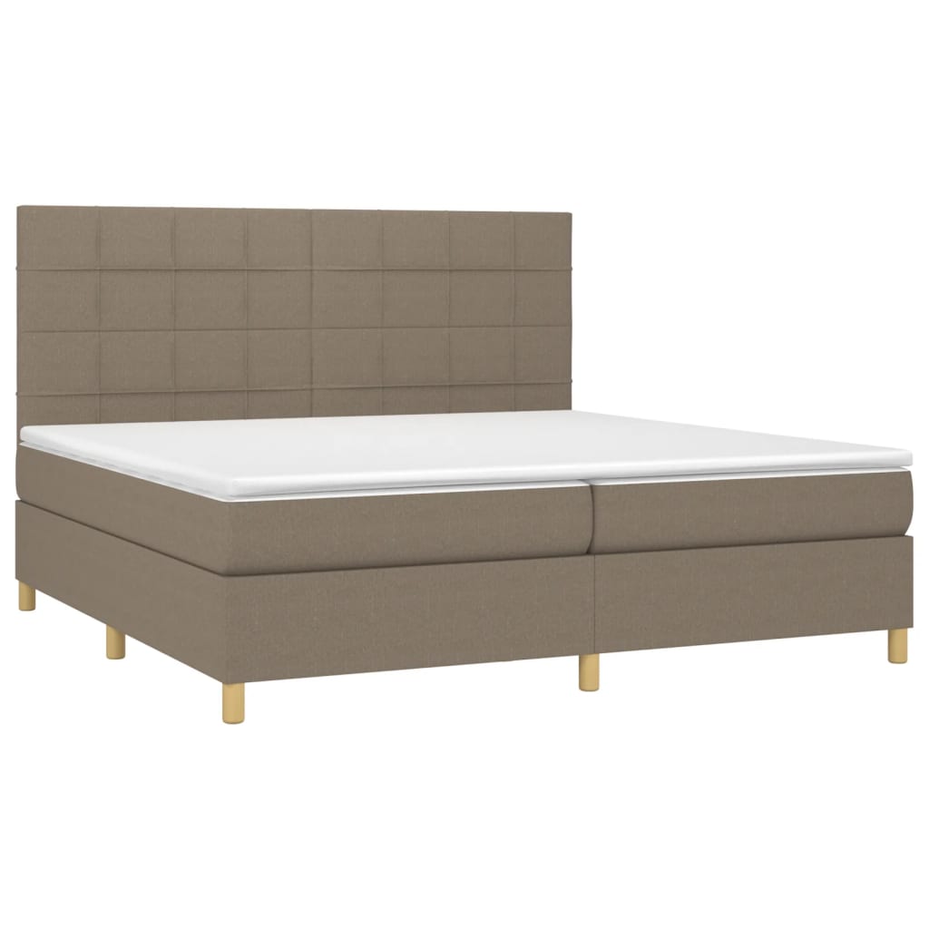 vidaXL Boxspring met matras en LED stof taupe 200x200 cm afbeelding