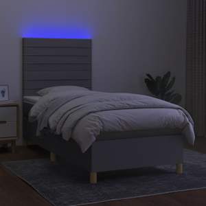 Box spring postel s matrací a LED světle šedá 80x200 cm textil - obrázek 4