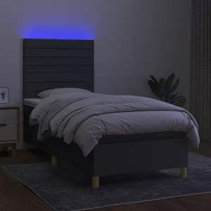 Box spring postel s matrací a LED tmavě šedá 80 x 200 cm textil - obrázek 4