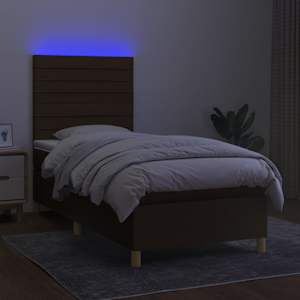 Box spring postel s matrací a LED tmavě hnědá 80x200 cm textil - obrázek 4