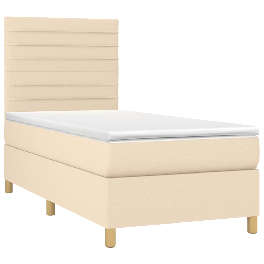 Thumbnail - vidaXL Boxspringbett mit Matratze & LED Creme 80x200 cm Stoff