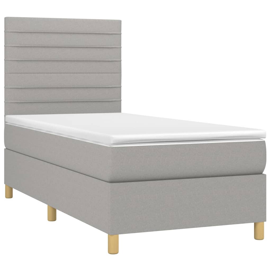 Thumbnail - vidaXL Boxspringbett mit Matratze & LED Hellgrau 90x190 cm Stoff