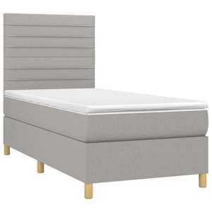 Box spring postel s matrací a LED světle šedá 90x190 cm textil - obrázek 3
