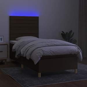 Box spring postel s matrací a LED tmavě hnědá 90x190 cm textil - obrázek 4