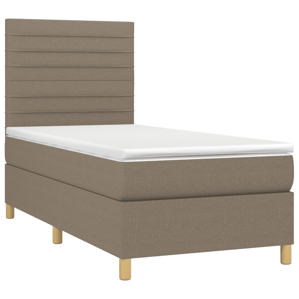 vidaXL Boxspring met matras en LED stof taupe 90x190 cm afbeelding