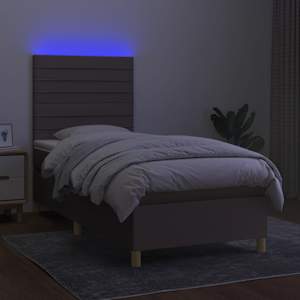 Box spring postel s matrací a LED taupe 90x190 cm textil - obrázek 4