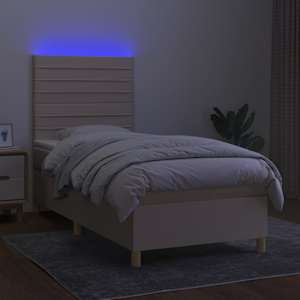 Box spring postel s matrací a LED krémová 90x190 cm textil - obrázek 4
