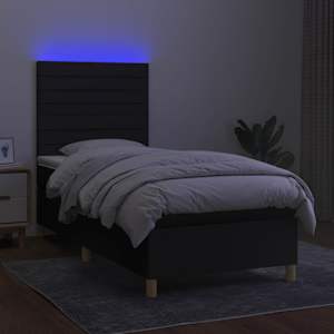Box spring postel s matrací a LED černá 90x200 cm textil - obrázek 4