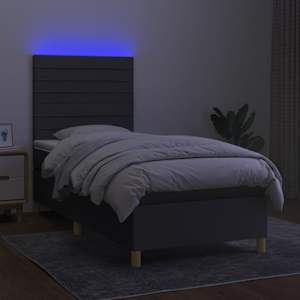 Box spring postel s matrací a LED tmavě šedá 100x200 cm textil - obrázek 4