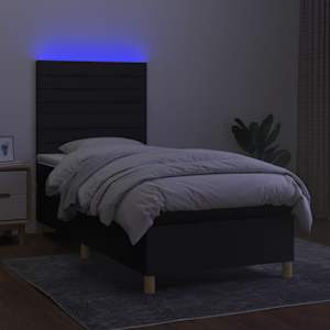 Box spring postel s matrací a LED černá 100x200 cm textil - obrázek 4