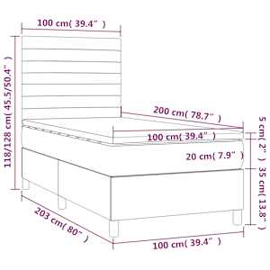 Box spring postel s matrací a LED černá 100x200 cm textil - obrázek 8