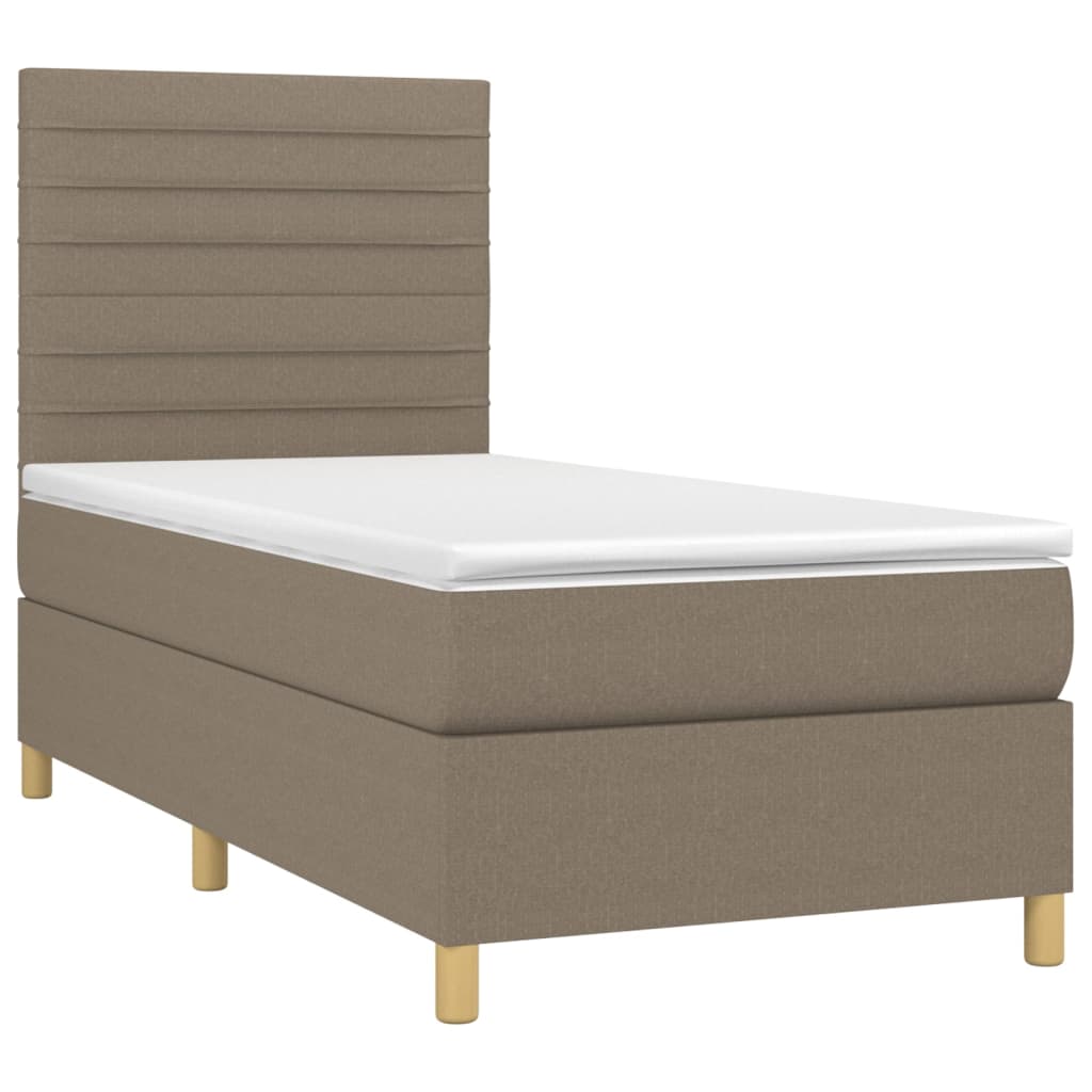 vidaXL Boxspring met matras en LED stof taupe 100x200 cm afbeelding