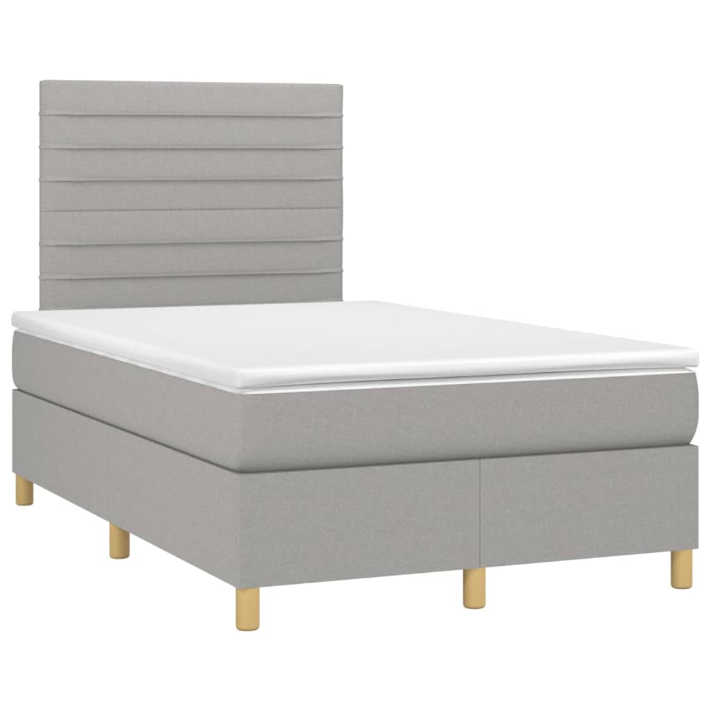 Thumbnail - vidaXL Boxspringbett mit Matratze & LED Hellgrau 120x200 cm Stoff