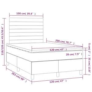 Box spring postel s matrací a LED světle šedá 120x200 cm textil - obrázek 8