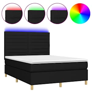 Box spring postel s matrací a LED černá 140x190 cm textil - obrázek 2