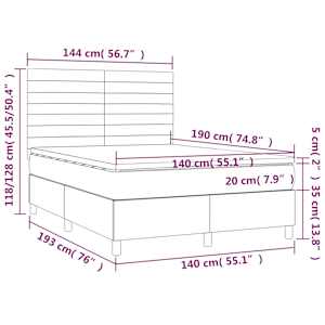 Box spring postel s matrací a LED černá 140x190 cm textil - obrázek 8