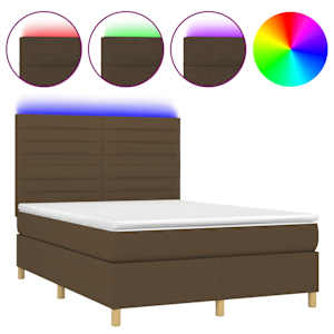 Box spring postel s matrací a LED tmavě hnědá 140x190 cm textil - obrázek 2